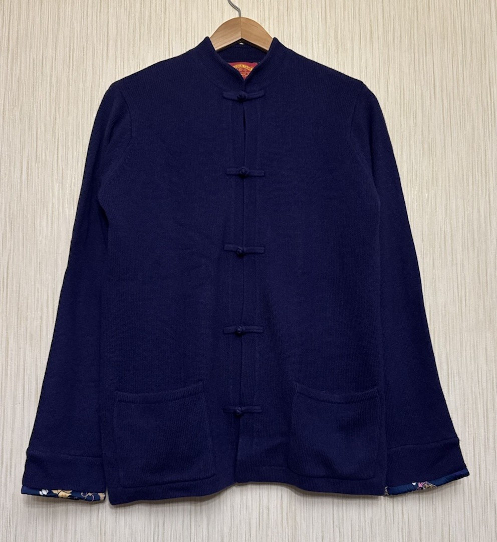 Shanghai Tang Mongolian Cashmere Silk Blend Mandarin Collar Cardigan Jacket S | eBay US