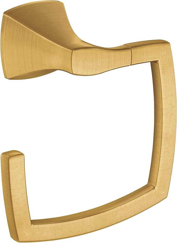Moen Voss Brushed Gold Bathroom Towel Ring, Modern Wall Mounted Bathroom Towel Hanger, YB5186BG | Amazon (US)