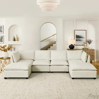 Comfy Cloud Couch Sectional 4 Seat Sofa With 2 Ottoman, Deep Seating And Chenille Fabric For Ultimate Comfort And Style | Wayfair North America