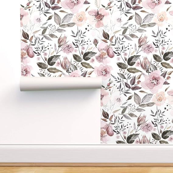 Removable Water-Activated Wallpaper - Flower Victorian Nature Botanical Floral Summer Vintage by ... | Amazon (US)