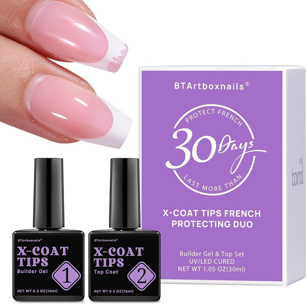 btartboxnails X-coat Tips French Protecting DUO builder gel and top coat set to Protect French X-... | Amazon (US)