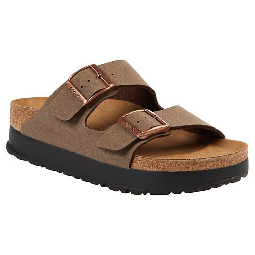 Birkenstock Arizona Platform Birko-Flor Sandal - Tan - 7/7.5 | HSN