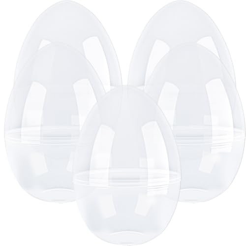 Barblog 5 Pcs 12 Inch Giant Plastic Easter Egg Clear Empty Oversize Easter Egg Jumbo Plastic Eggs for Easter Fillers Basket Party Favor DIY Hunt Surprise Easter Eggs | Amazon (US)