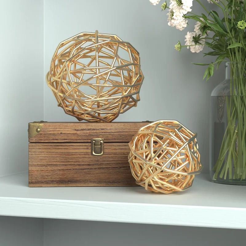 Meserve 2 Piece Metal Sphere Sculpture Set | Wayfair Professional