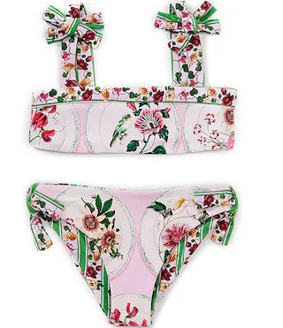 Big Girls Reversible Tie Shoulder Bralette Two-Piece Swimsuit | Dillard's