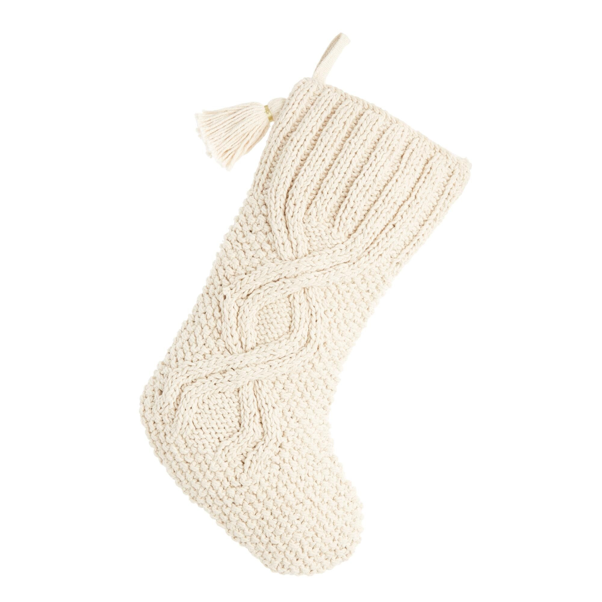 Ivory Chunky Knit Christmas Stocking by World Market | World Market