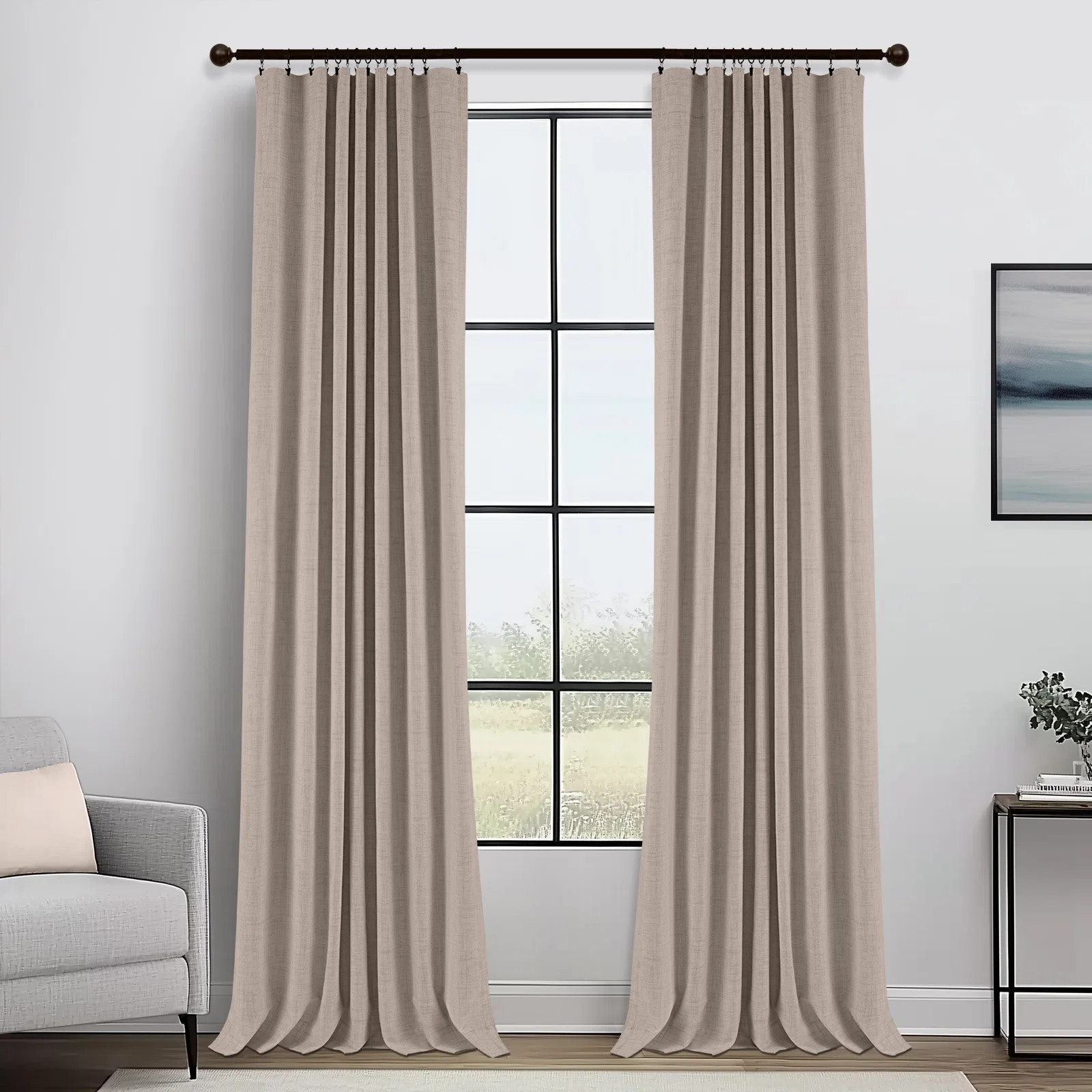 Wade Logan® Birglinde Faux Linen Textured Thermal 100% Blackout Curtains for Bedroom Living Room... | Wayfair North America