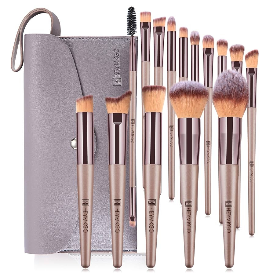 HEYMKGO Makeup Brushes 15PCS Champagne Gold Professional Makeup Brush Set Foundation Brush Blendi... | Amazon (US)
