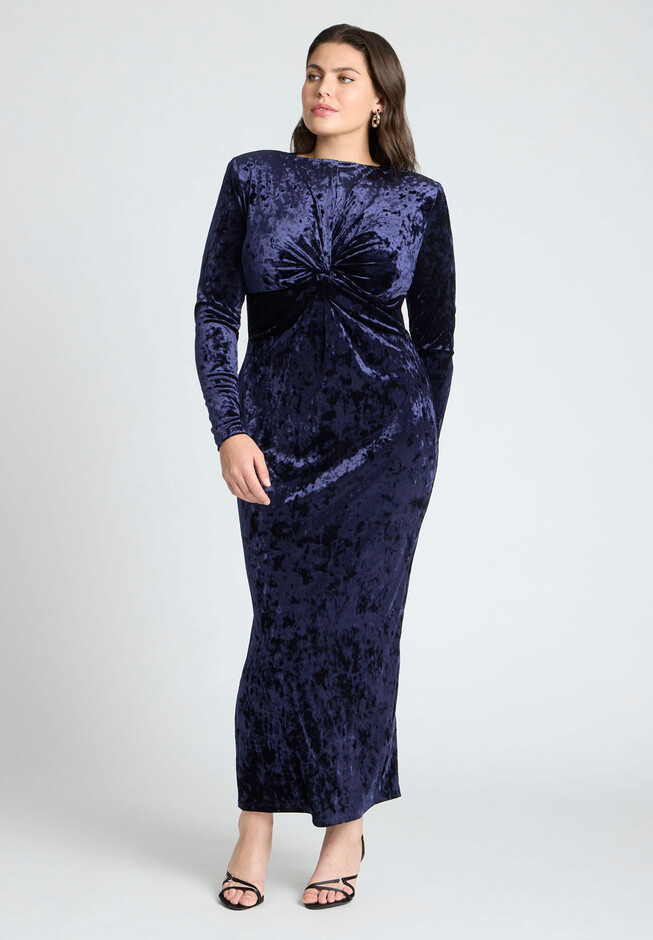 Twist Bodice Velvet Maxi Dress | Eloquii
