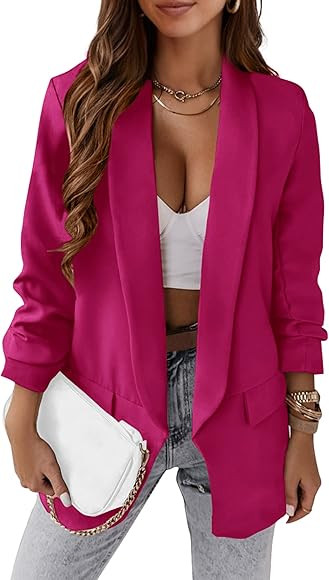 KIRUNDO Womens Fall Fashion 2023 Casual Blazers Long Sleeve Open Front Work Suit Office Blazer Ja... | Amazon (US)