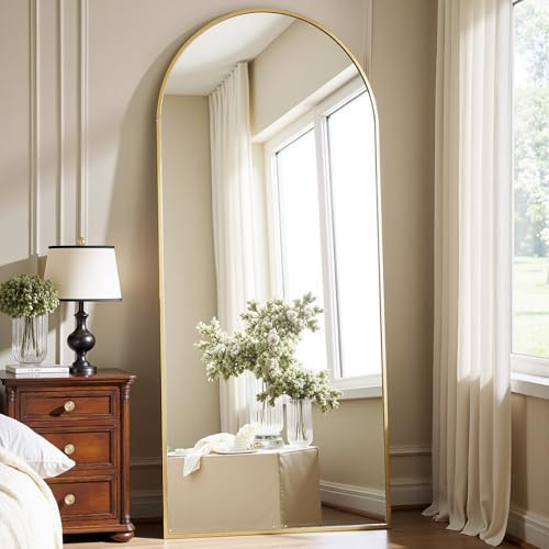 Dewfig Arched Gold Full Length Mirror, 57"X20" Large Floor Mirrors, Full Body Mirror for Leaning or Hanging, Standing Mirrors for Bedroom, Living Room,Dressing Room, Aluminum Alloy Frame, Gold | Amazon (US)