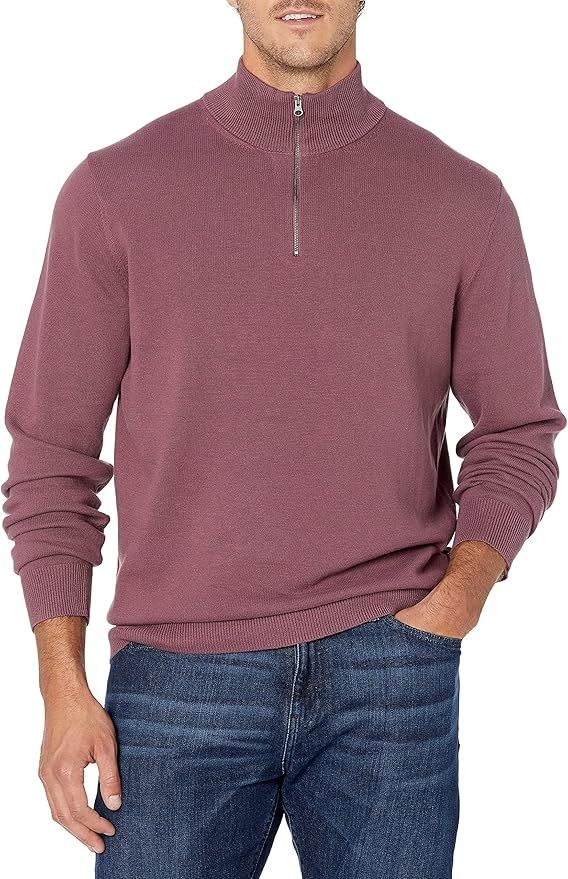 Amazon Essentials Men's 100% Cotton Quarter-Zip Sweater | Amazon (US)