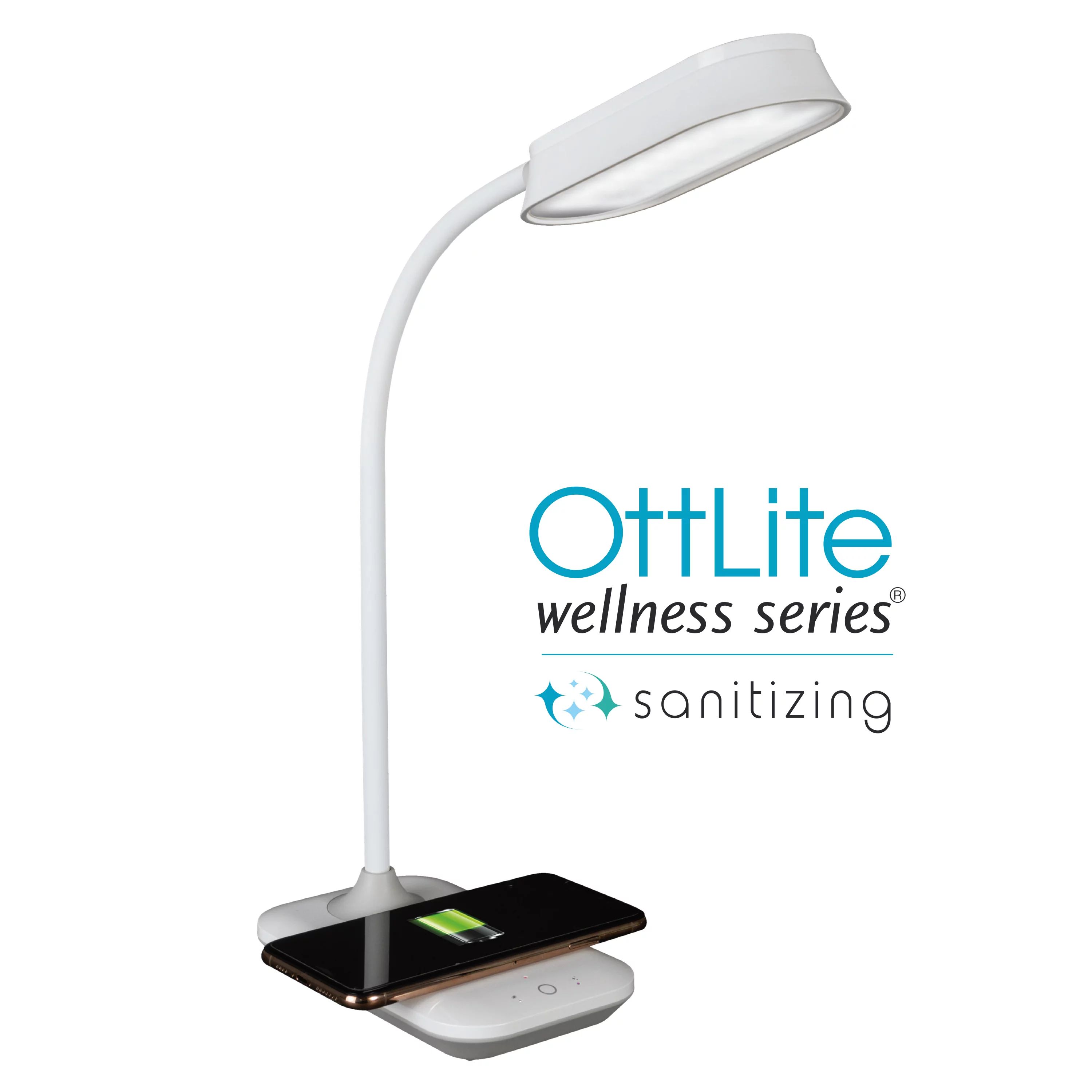 OttLite Achieve LED Sanitizing Desk Lamp with USB Charging, White - Walmart.com | Walmart (US)