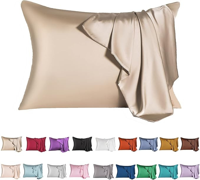 Mulberry Silk Pillowcase for Hair and Skin,Cooling Silk Pillow Case with Hidden Zipper,Allergen P... | Amazon (US)