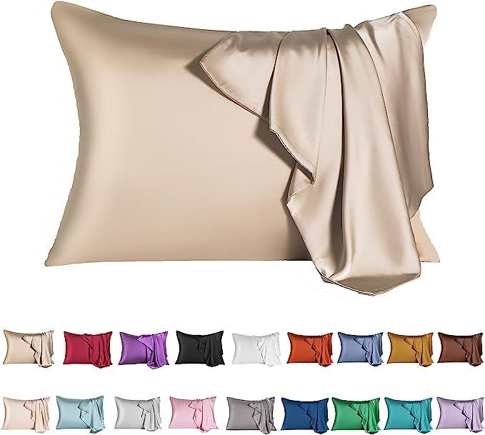 Mulberry Silk Pillowcase for Hair and Skin,Cooling Silk Pillow Case with Hidden Zipper,Allergen P... | Amazon (US)