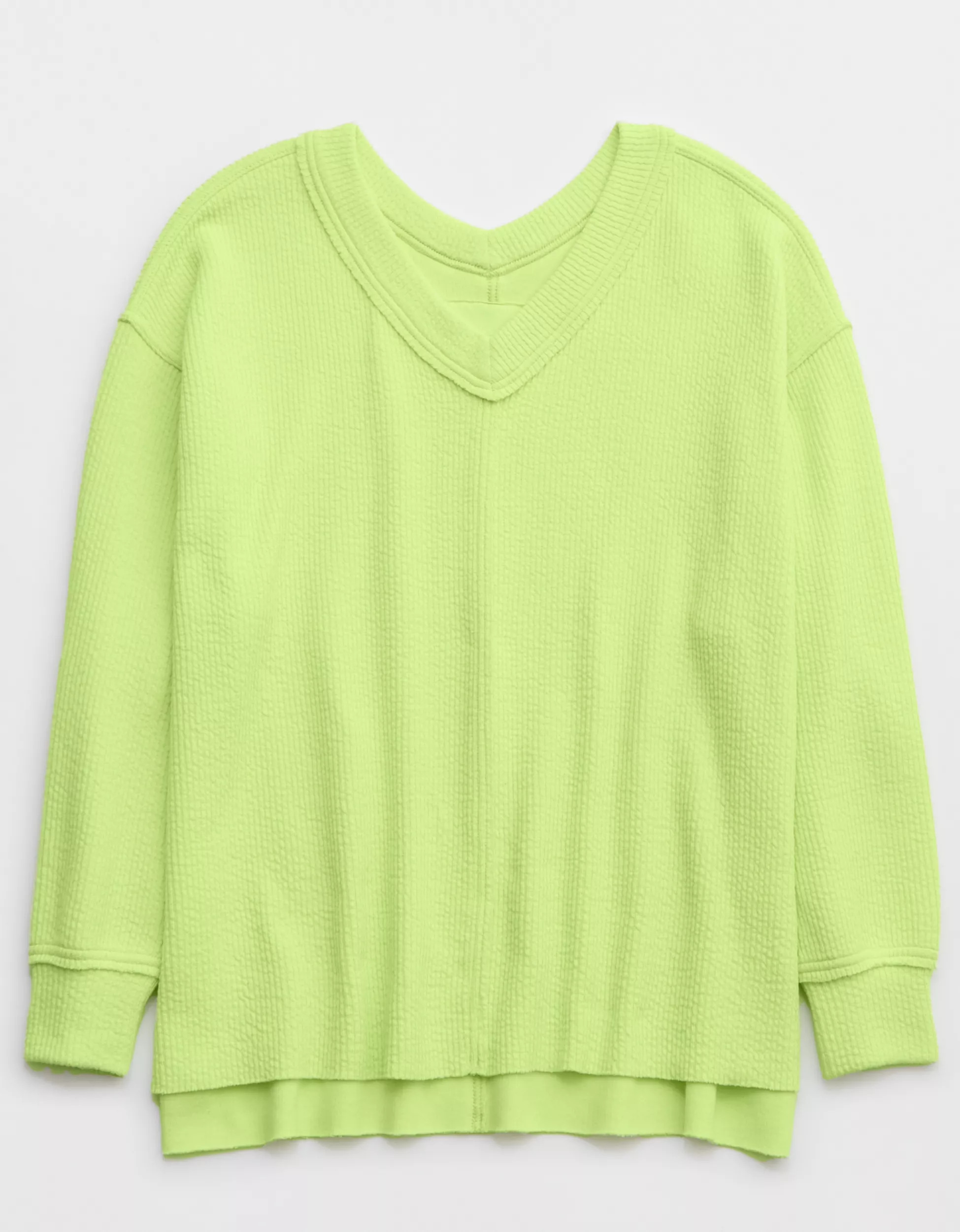 Aerie Wonder Textured V-Neck Sweatshirt | American Eagle Outfitters (US & CA)