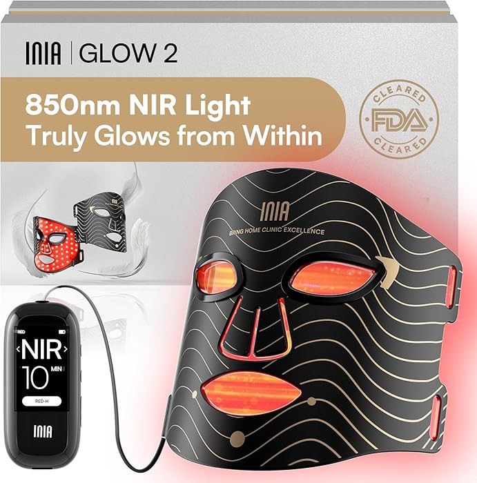 INIA Red Light Therapy Mask for Face – 4 Light Modes with 850nm NIR, Red & Blue LED Light Thera... | Amazon (US)