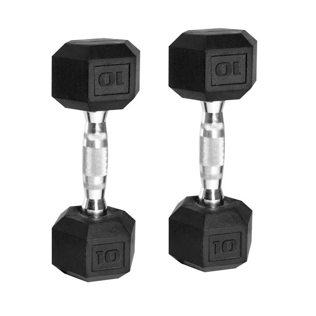 CAP Barbell, 10lb Coated Rubber Hex Dumbbell, Pair | Walmart (US)