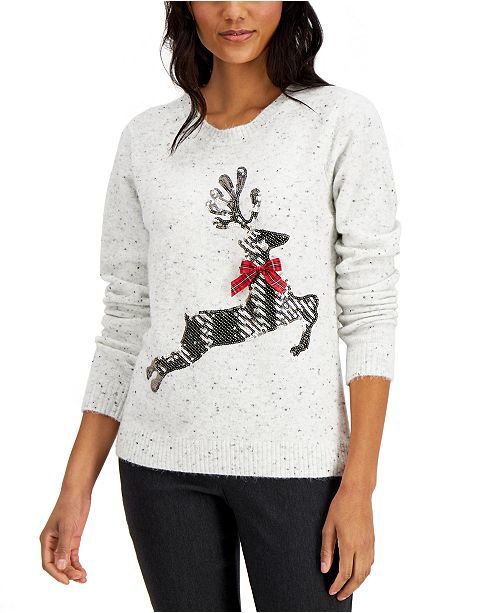 Sequined Reindeer Sweater, Created for Macy's | Macys (US)