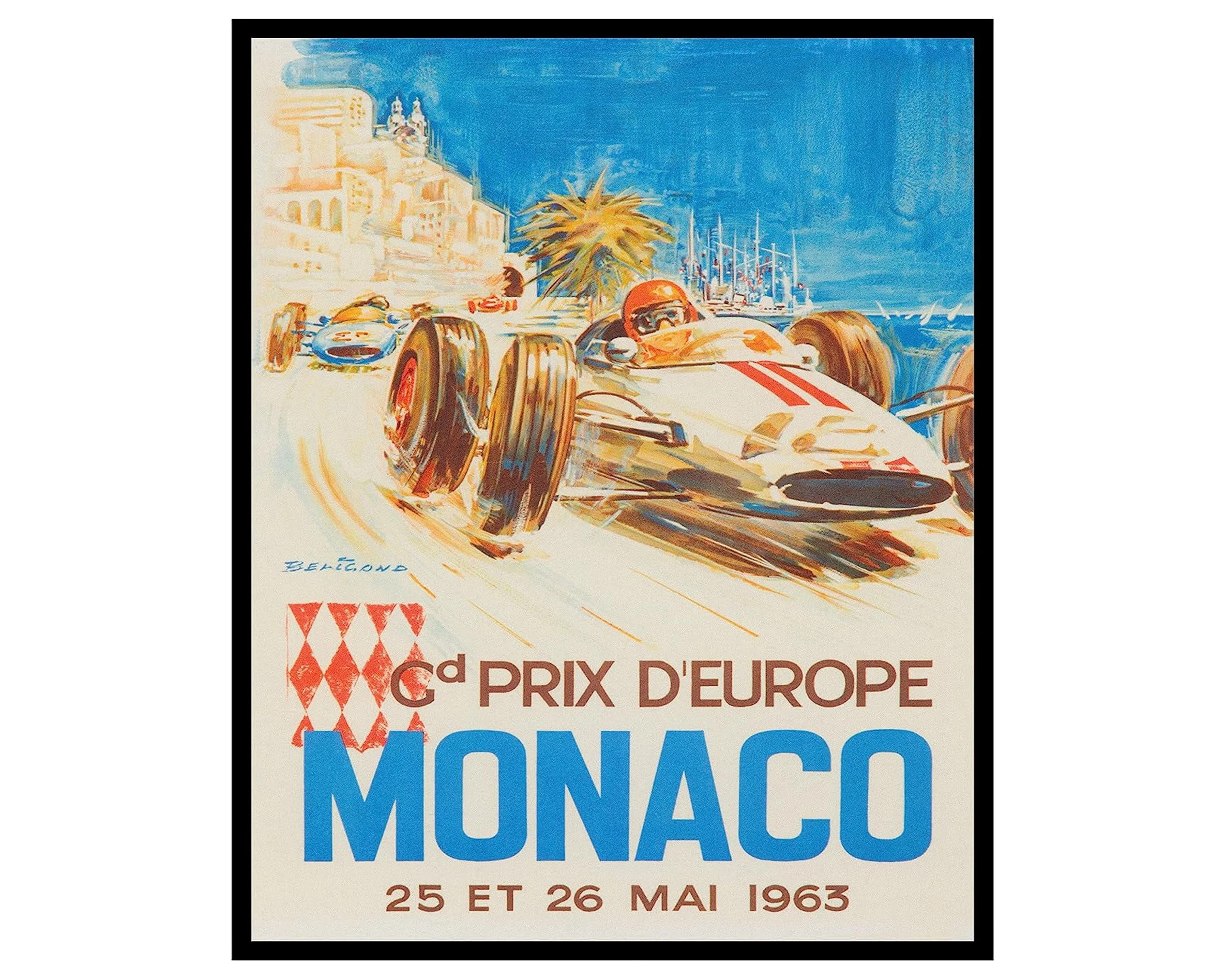 Poster Master Monaco Car Racing Print - F1 Vintage Wall Art - 1963 Car Race Poster - 11x14 Unfram... | Walmart (US)