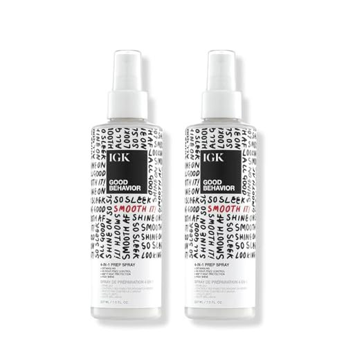 IGK GOOD BEHAVIOR 4-in-1 Prep Spray | Leave In + Detangle + Heat Protectant | Vegan + Cruelty Free | 7 Oz (Pack of 2) | Amazon (US)