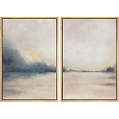 MUDECOR Framed Canvas Print Wall Art Set Gray & Tan Grunge Pastel Watercolor Landscape Abstract S... | Amazon (US)