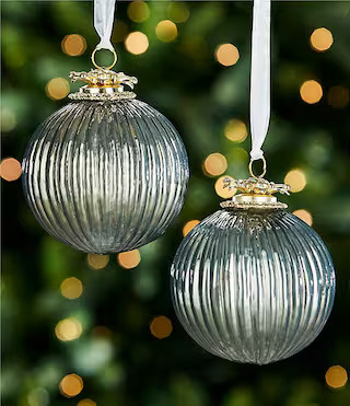 Southern Living Twelve Days of Christmas Collection Flower Top Ribbed Glass Ball Ornament, Set of... | Dillard's