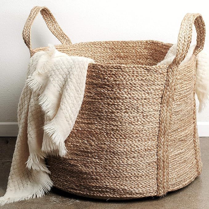 GooBloo Extra Large Handmade Woven Storage Basket 100% Jute - 20” x 16” Tall Decorative Jute ... | Amazon (US)