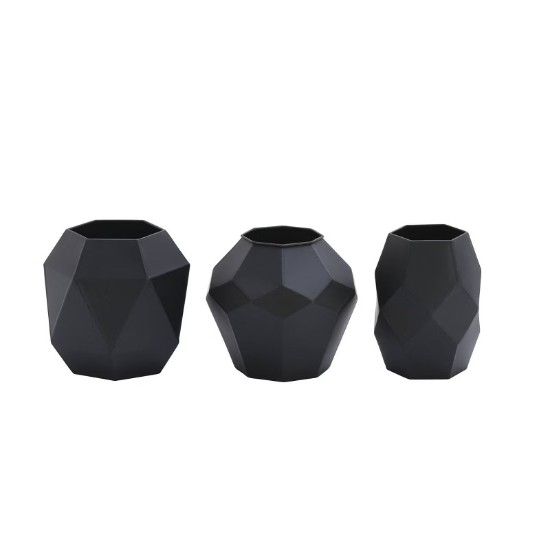 Set of 3 Metal Geometric Vases Black - Olivia & May | Target