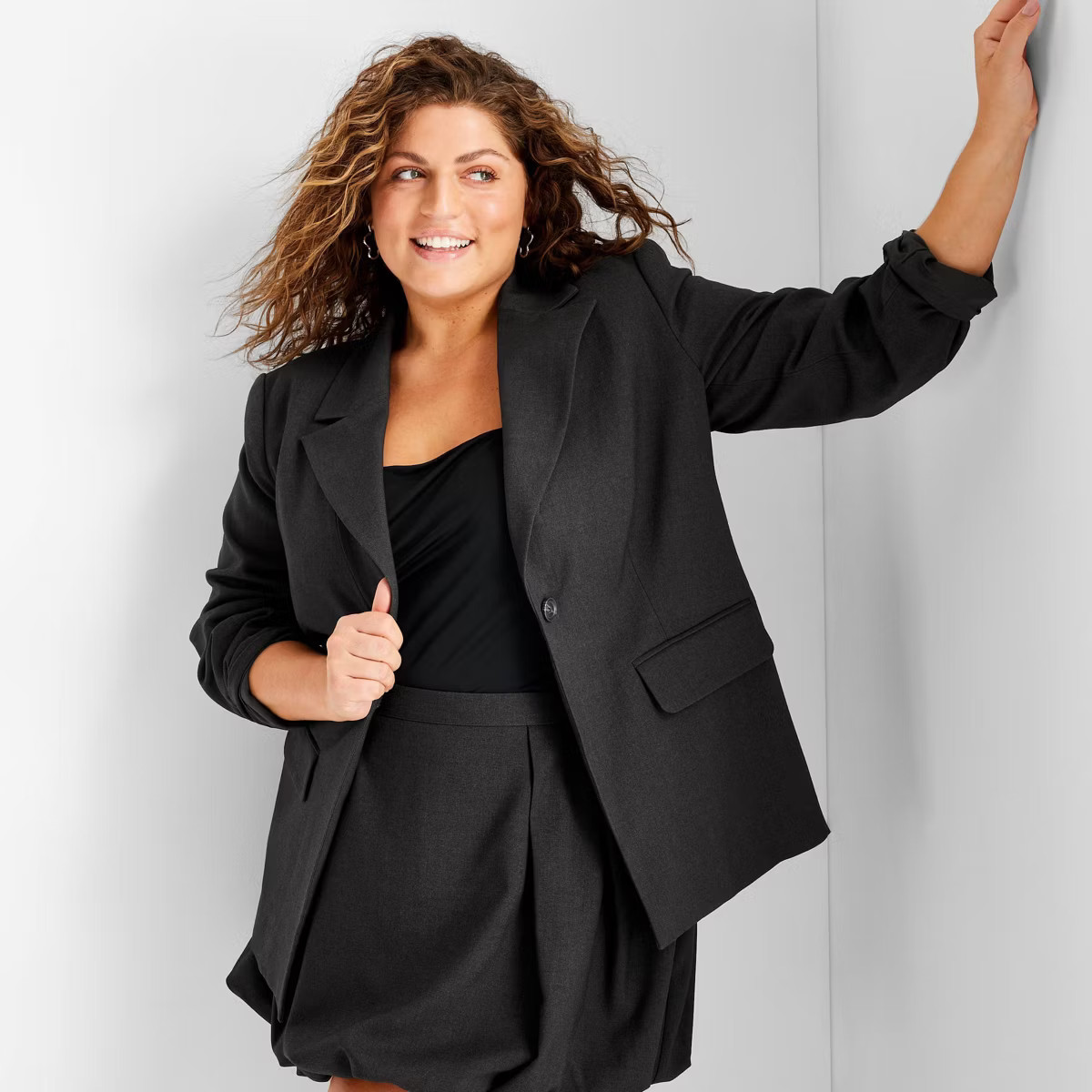 Women's Nipped Waist Blazer - Future Collective Charcoal Gray | Target