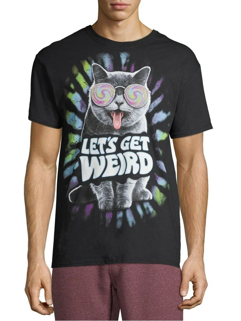Let's Get Weird Trippy Cat Men's and Big Men's Graphic T-shirt | Walmart (US)