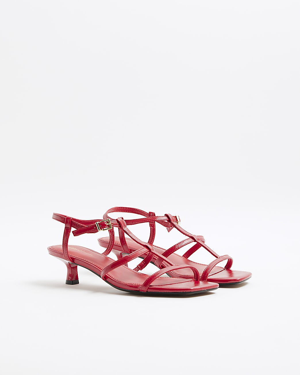 Red Kitten Heel Strappy Sandals | River Island UK & IE