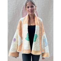 Quilted Jacket With A ""Sun Bonnet Sue"" Pattern in The ""Heather"" Style Made From Vintage Hand Stitched Quilt | Etsy (US)