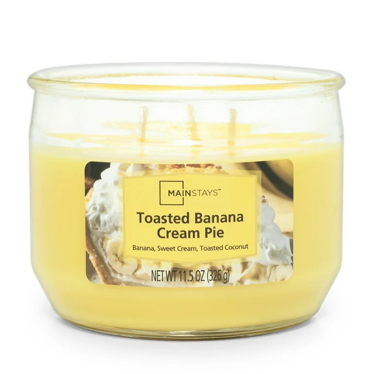 Mainstays Toasted Banana Cream Pie Scented 3 Wick Candle, 11.5 oz. | Walmart (US)