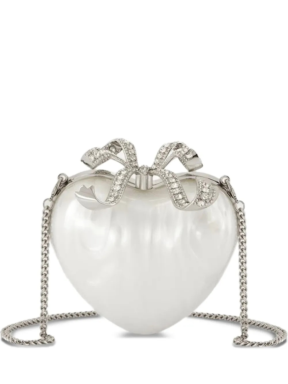 Self-Portrait heart-shaped crystal-embellished Clutch | Neutrals | FARFETCH IE | Farfetch Global