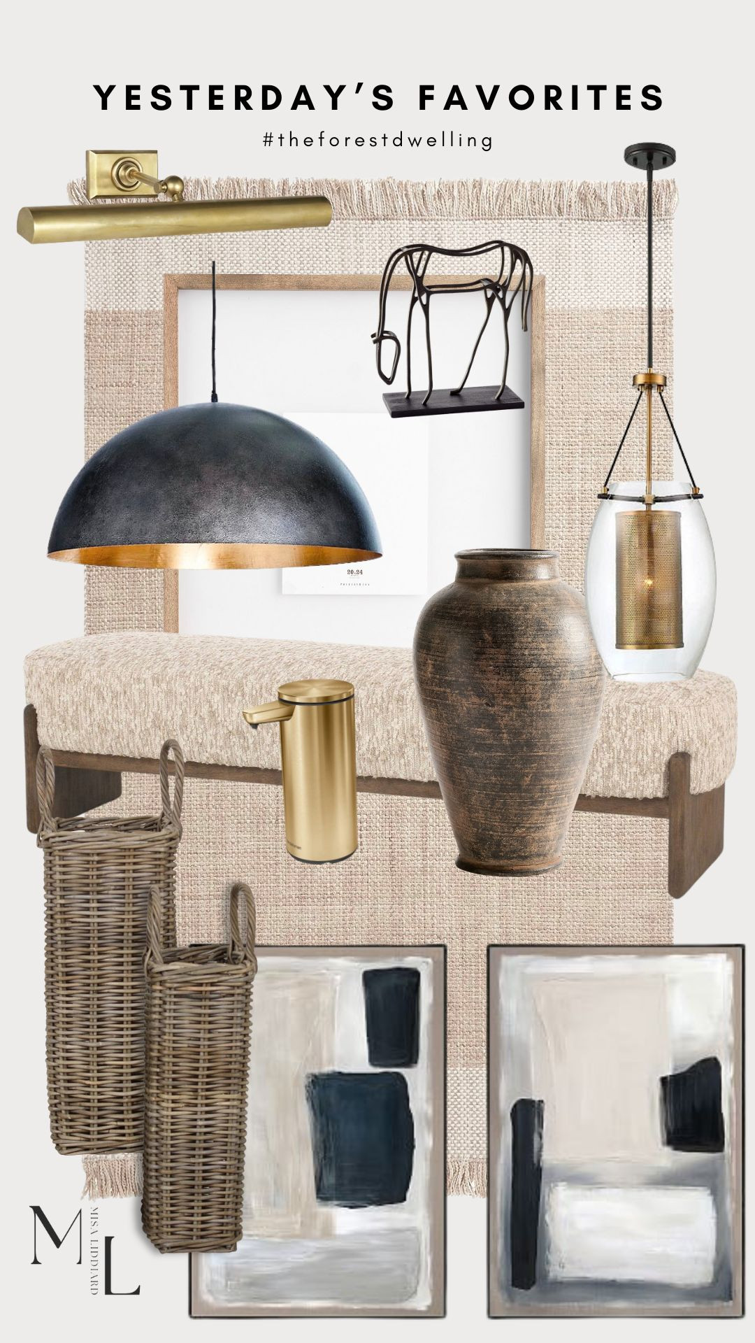 Sharing yesterday's faves! I personally own and love each of these pieces. The Sigmund Pendant lights are what we have over the kitchen island in the largest size. The Dunbar Pendant lights go all the way down our hallway and into the entryway. Love the modern industrial look! The Kian rug is such good quality. I've had this styled in the entryway for months and it's perfect for high traffic. This upholstered bench is stunning. I styled it at the end of my bed and I have three matching ottomans under the shelf in our hallway. 

 #LTKHome