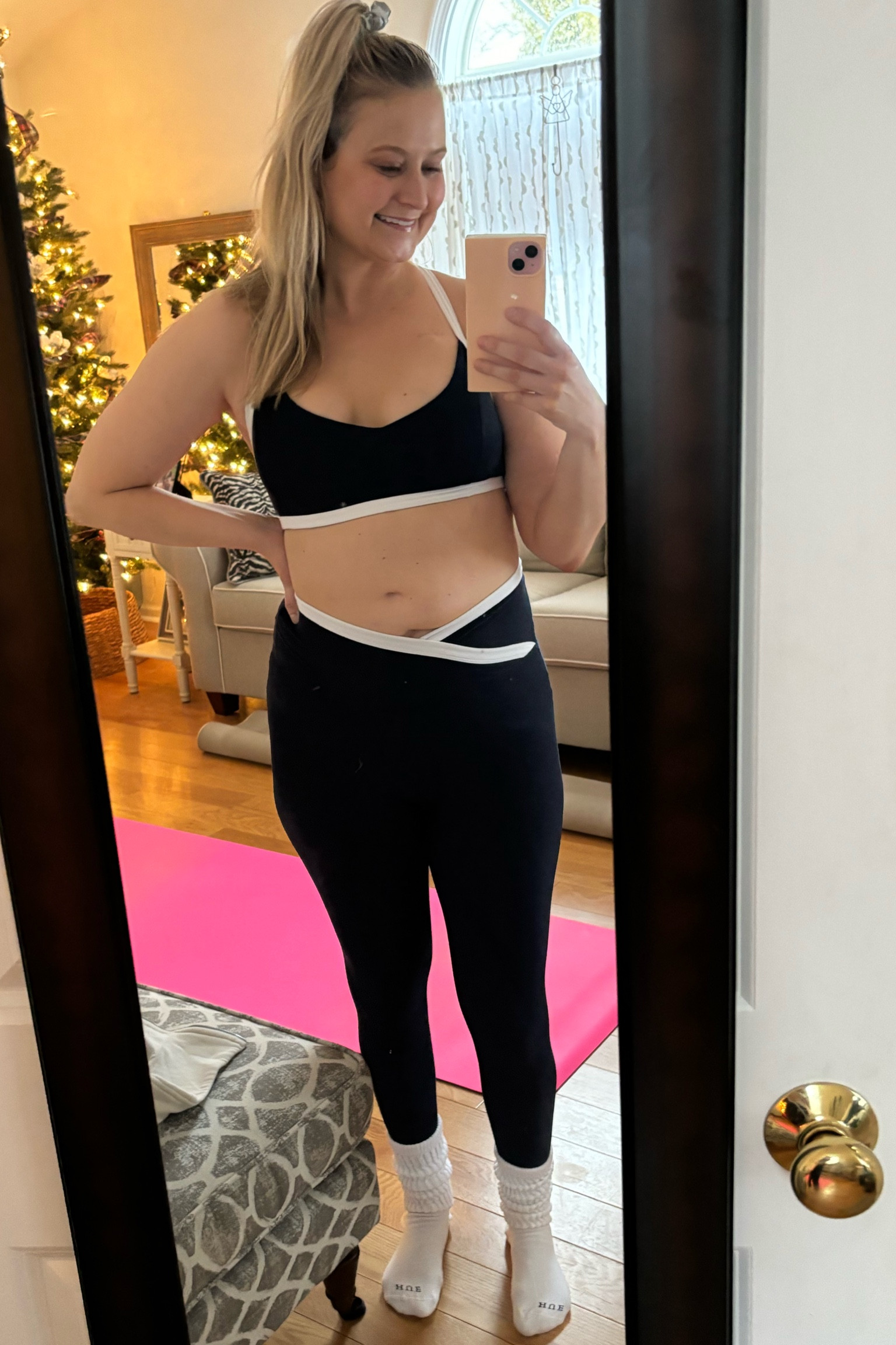 Most flattering, comfortable set I’ve ever worn! Ever since my lung transplant my chest is extremely sensitive to fabric and if anything is too tight. Before my transplant I couldn’t even wear sports bras because I couldn’t breathe in them. Last year I randomly bought a sports bra from Beyond Yoga and fell in love. I have 5 colors now ! The fabric is super soft/stretchy/moves with your body and doesn’t have too much compression but also doesn’t fold down. I would size down 1 in the leggings if you’re going to workout in them, if they’re for lounging just get your true size. 

#LTKsalealert #LTKU #LTKfitness