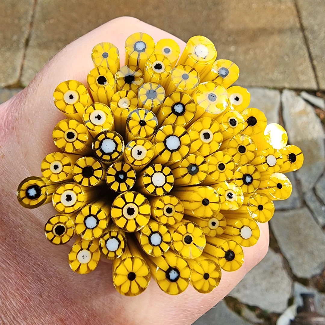 coe 90 Flower: Bumblebee Blossom - 1 oz Murrini Murrine Millefiori Vitrigraph Cane- MINZABELLA MU... | Etsy (US)