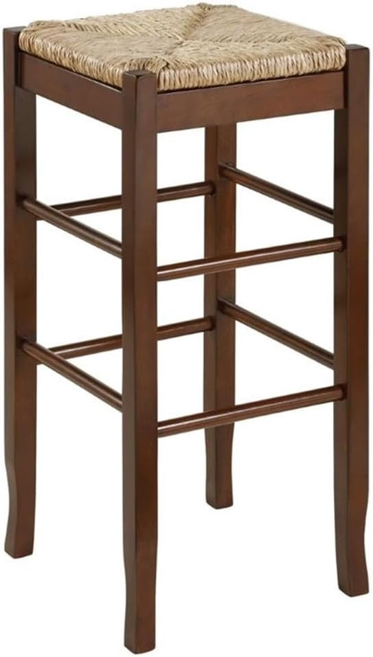 Boraam Square Rush Seat Bar Height Stool, 29-Inch, Cappuccino | Amazon (US)