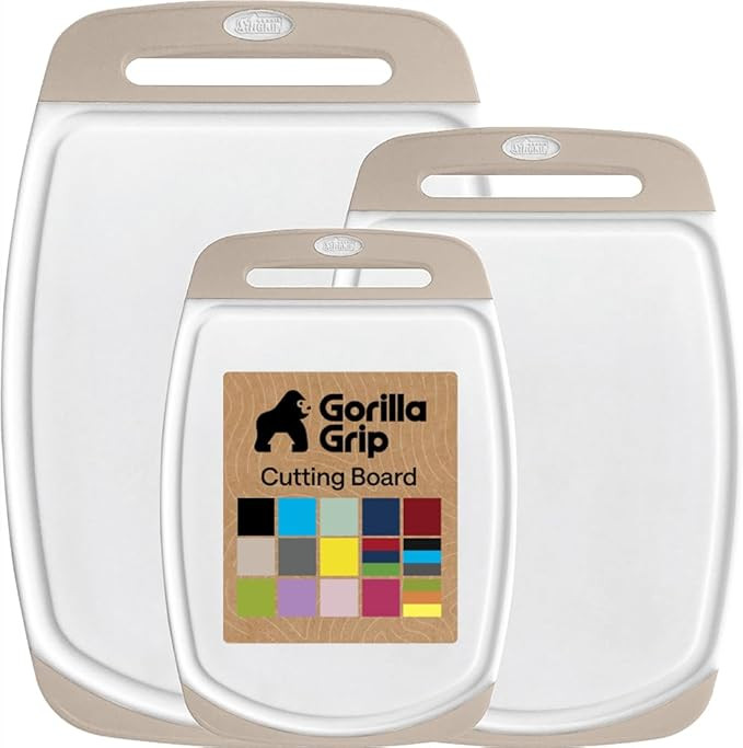 GORILLA GRIP BPA-Free Reversible Kitchen Cutting Board Set of 3, US Designed, Nonporous, Juice Gr... | Amazon (US)