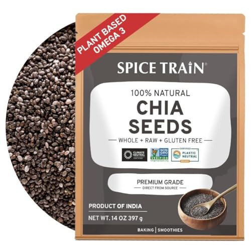 Chia Seeds (397g/14oz) Lab Tested | Gluten-Free, Non-GMO, 100% Raw Chia Seeds from India | Resealable Zip Lock Pouch | Add to Salad, Smoothie, Oatmeal & Acai Bowl | Amazon (US)