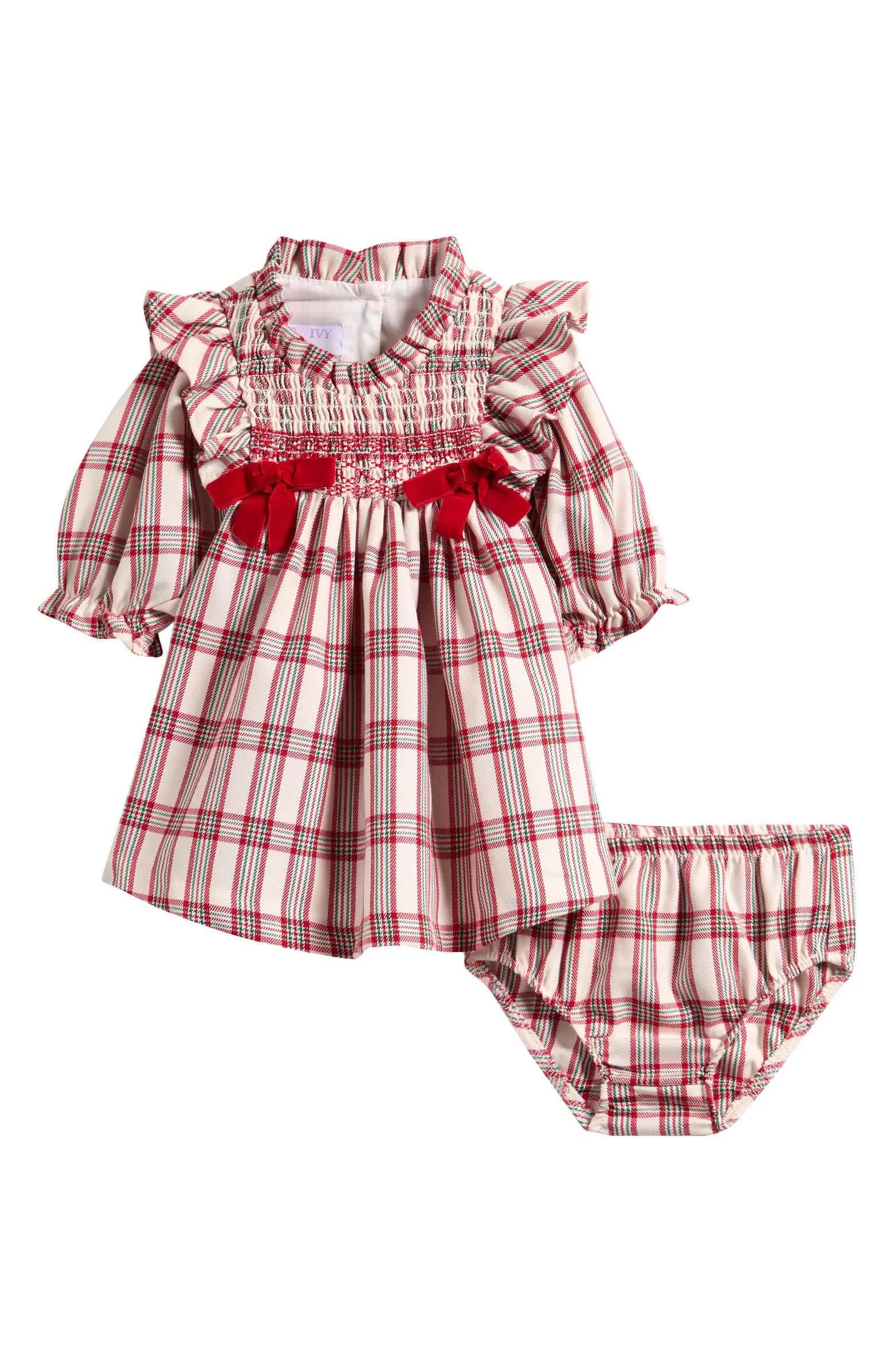 Iris & Ivy Bow Smocked Plaid Dress & Bloomers Set | Nordstromrack | Nordstrom Rack