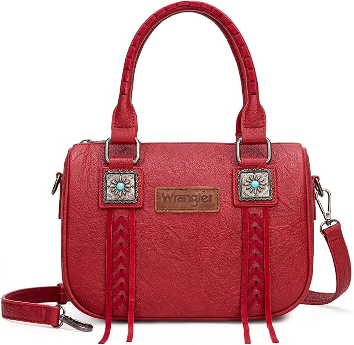 Wrangler Satchel Bag Fringe Crossbody Purse Turquoise Top Handle Shoulder Bag with Detachable Str... | Amazon (US)