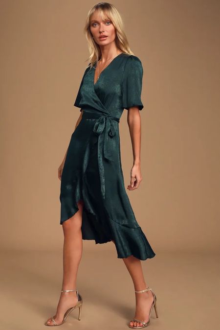 Gorgeous green satin wrap dress that is perfect for your upcoming holiday party 🎄

Holiday dress, holiday party dress, Christmas dress 
Holiday dress,  Christmas outfit, green dress, lulus, green satin wrap dress 

#LTKHoliday #LTKSeasonal #LTKunder100