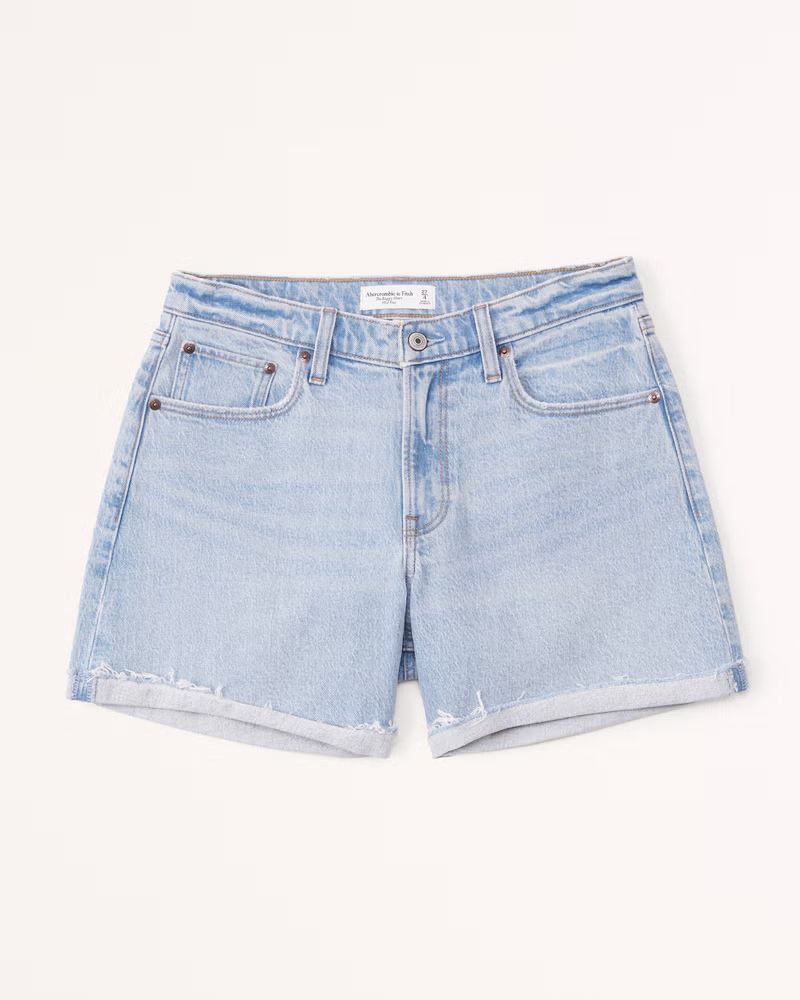 Women's Curve Love Mid Rise Baggy Short | Women's Bottoms | Abercrombie.com | Abercrombie & Fitch (US)