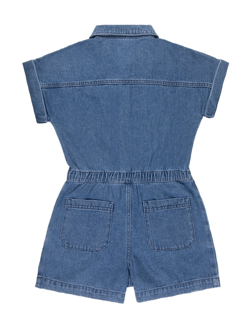 Wonder Nation Girls Denim Romper, Sizes 4-18 | Walmart (US)