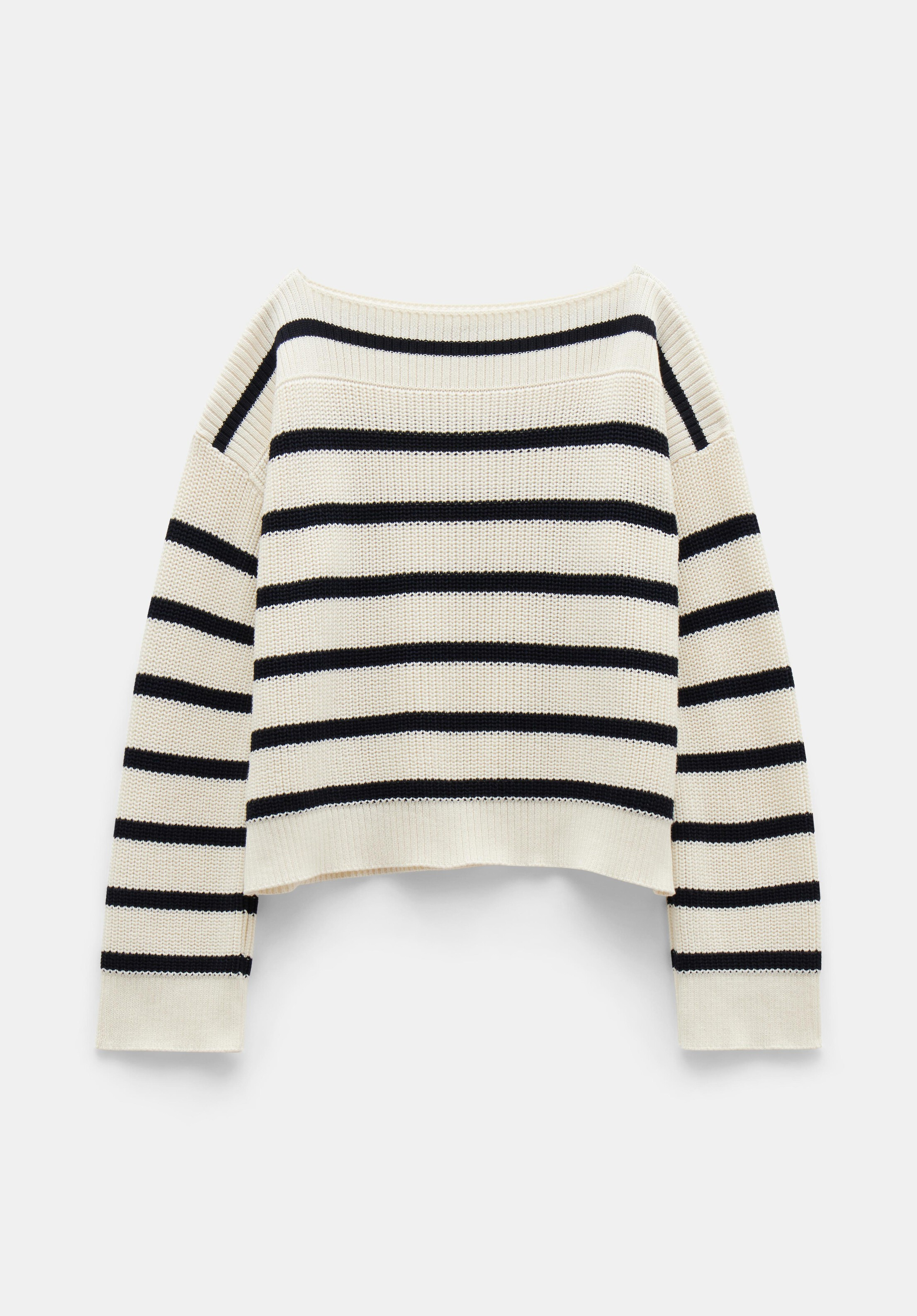 Aubrey Ribbed Boat Neck Cotton Jumper | Hush UK