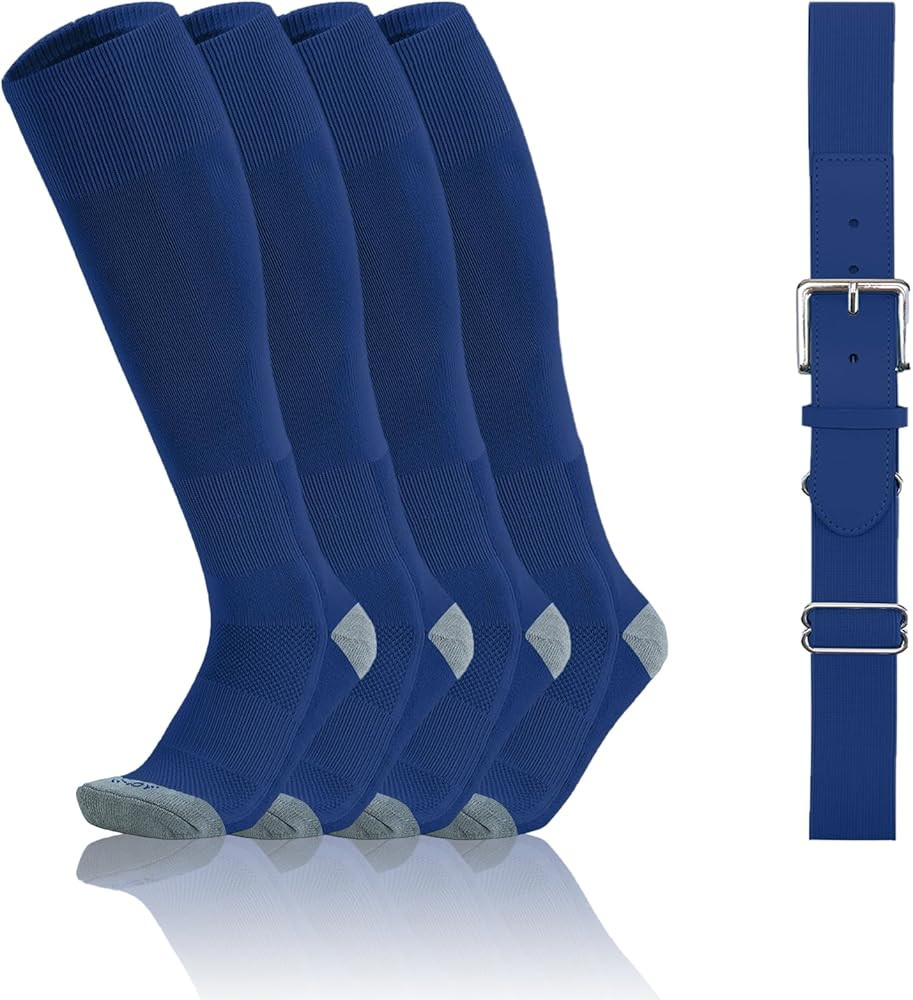 QBK 2-16Y Toddler Baseball Socks And Belt Youth Softball Tee Ball Combo Set for Boy Girl (2 Pairs... | Amazon (US)