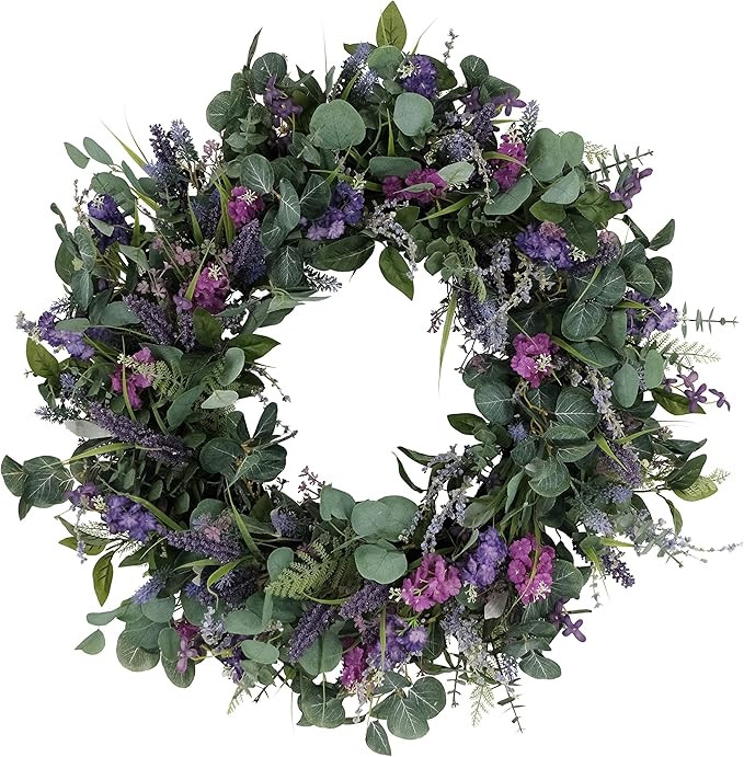 Puleo International 30" Artificial Lavender and Eucalyptus Floral Spring Door Wreath | Amazon (US)