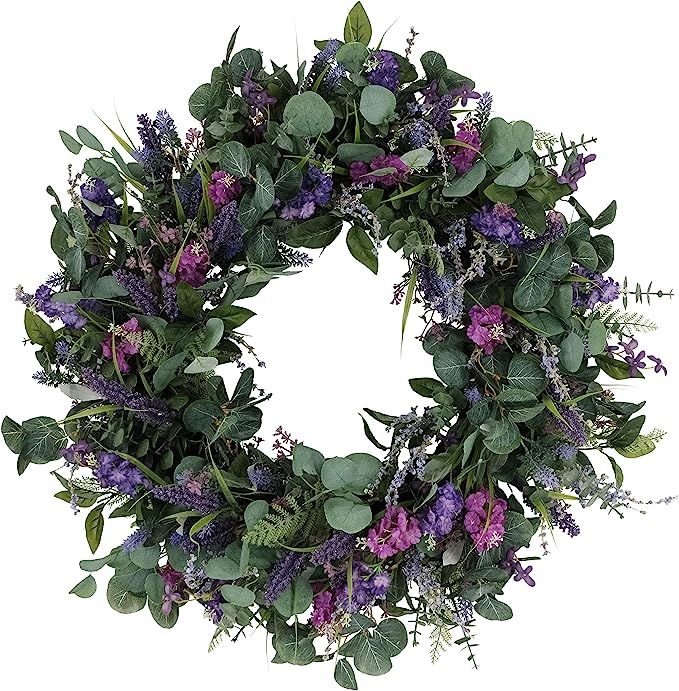 Puleo International 30" Artificial Lavender and Eucalyptus Floral Spring Door Wreath | Amazon (US)